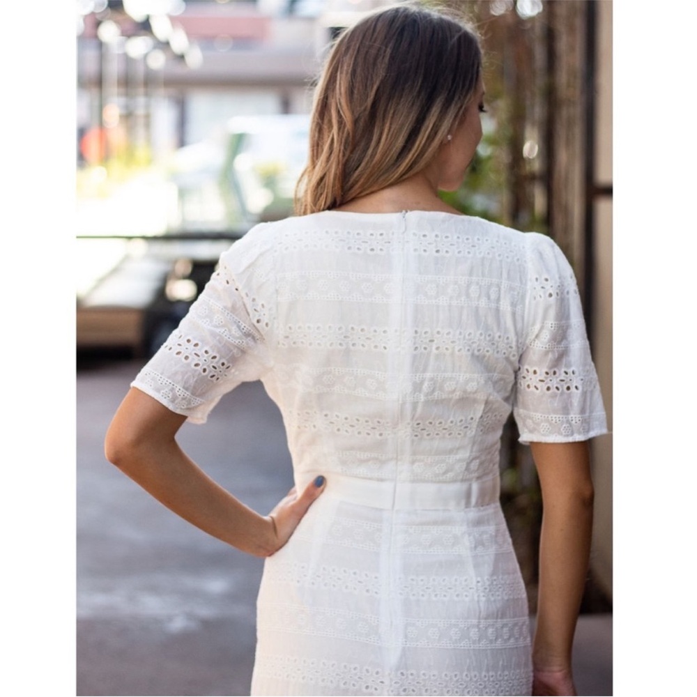 Hayden White Eyelet Midi Dress - Picture 4 of 11